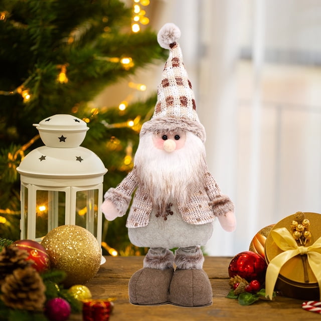 Puntoco Figura decorativa de reno y muñeco de nieve de Papá Noel con altura ajustable para decoración navideña de escritorio