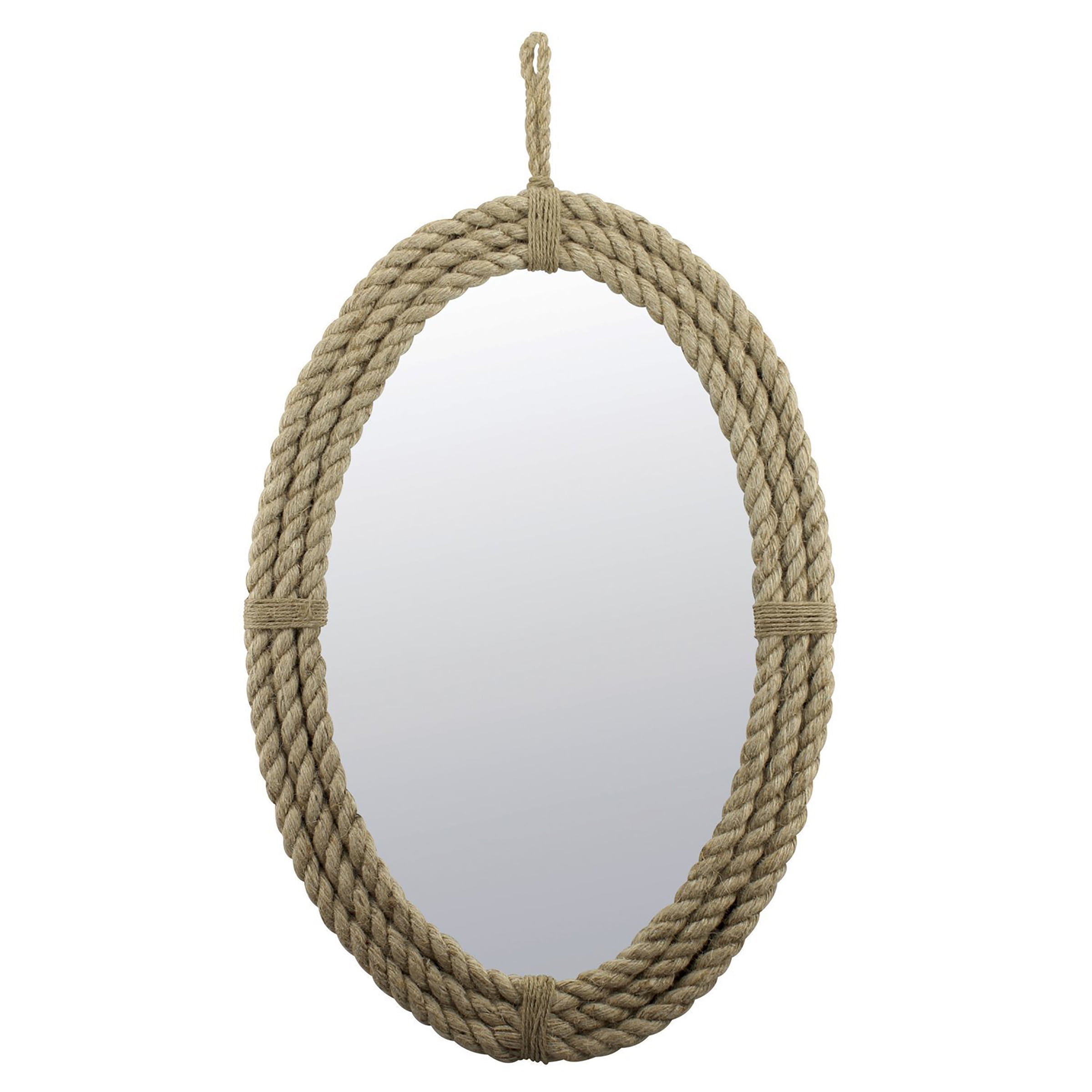 Stonebriar Small Round Wrapped Rope Mirror with Hanging Loop Vintage Nautical D 