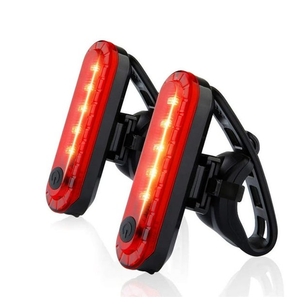 Paquete de 2 luces traseras recargables para bicicleta, luz trasera roja para bicicleta para andar de noche, luces traseras para bicicleta con gran duración de batería