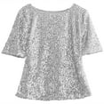 thumbnail image 4 of Hirigin Women's Summer Casual Glistening Sequin Crew Neck Shirt Tops Party, 4 of 4