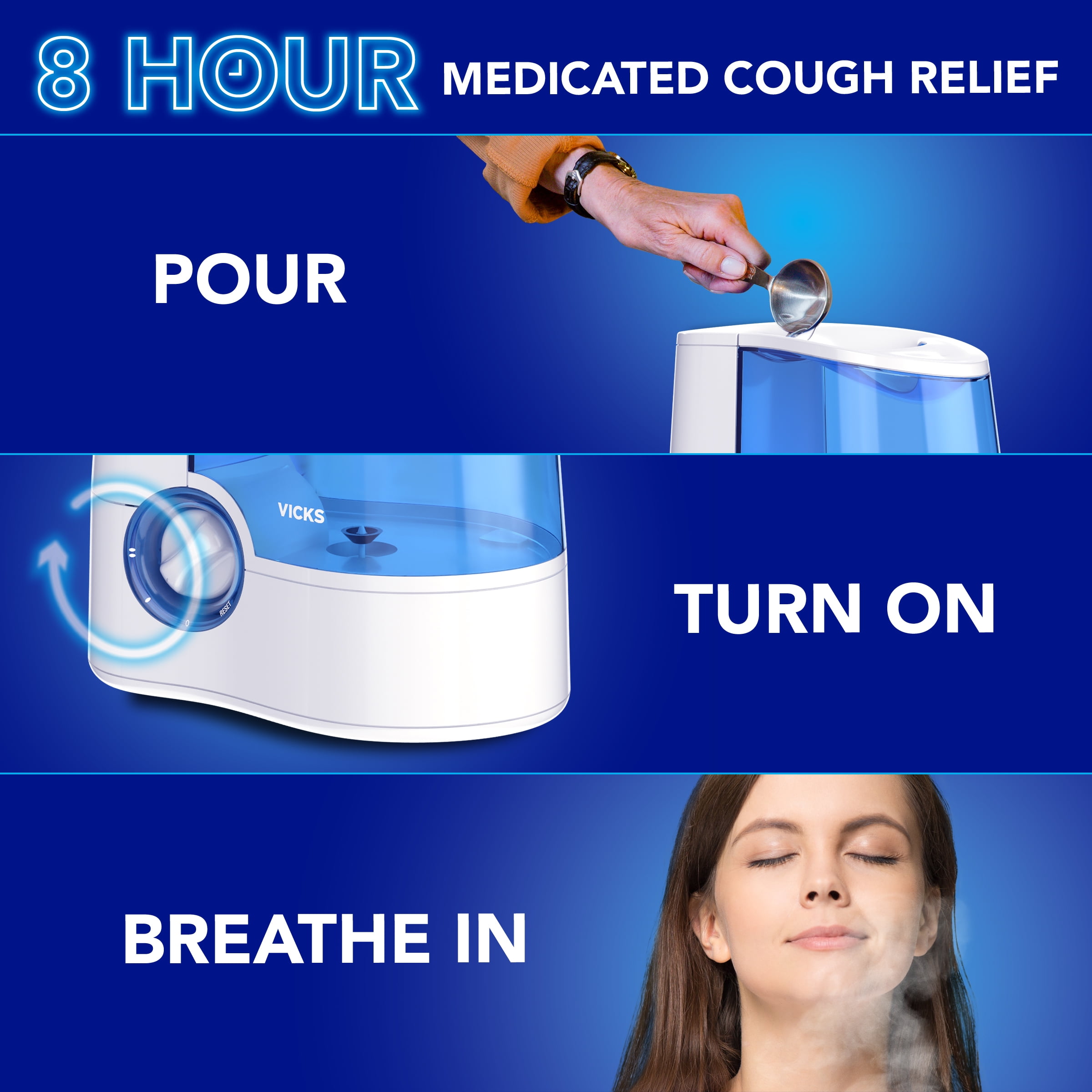Vicks VapoSteam Liquid for Humidifiers & Vaporizers, Cough Suppressant with Camphor, Humidifier Liquid, Lavender, 8 fl oz (VIN30008V1)