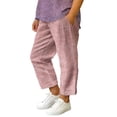thumbnail image 2 of CPNG Girls Daily Casual Baggy Striped Pants Teen Girls Straight Soft Pants Loose Pockets Elastic Waist Pants(Red,3-4 Years), 2 of 5