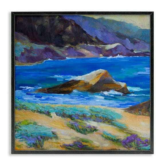 Stupell Industries Carmel Cove Landscape Landscape & Nature Painting Black Framed Art Print Wall Art, 12 x 12