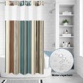 thumbnail image 3 of No Hook Shower Curtain with Built-in Rings - Boho Vintage Striped Washable Waterproof Fabric Bathroom Curtains for Hotel,Rentals, Stall 36 X 72 Inch , Teal Brown Beige, 3 of 8