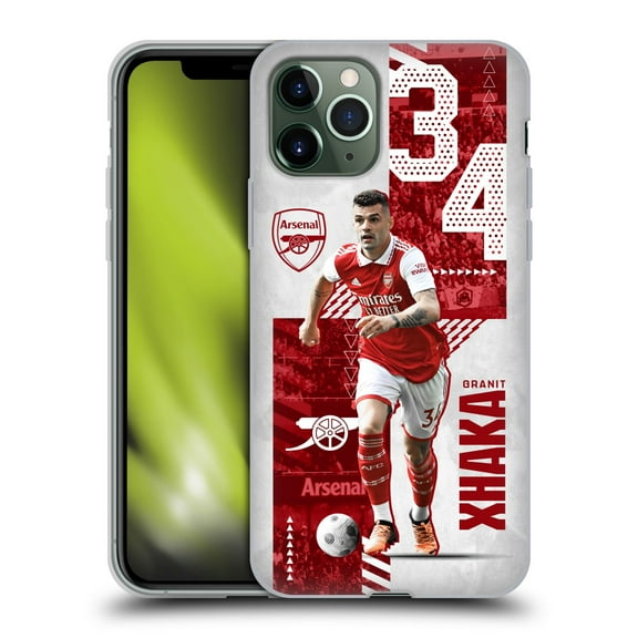 Head Case Designs Officially Licensed Arsenal FC 2022/23 First Team Granit Xhaka Soft Gel Case Compatible with Apple iPhone 11 Pro