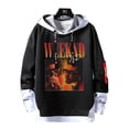 thumbnail image 1 of Sudadera con capucha con estampado de rapero para hombre, ropa de calle de gran tamaño con cintas y letras, jersey de retazos, primavera y otoño, 1 of 4