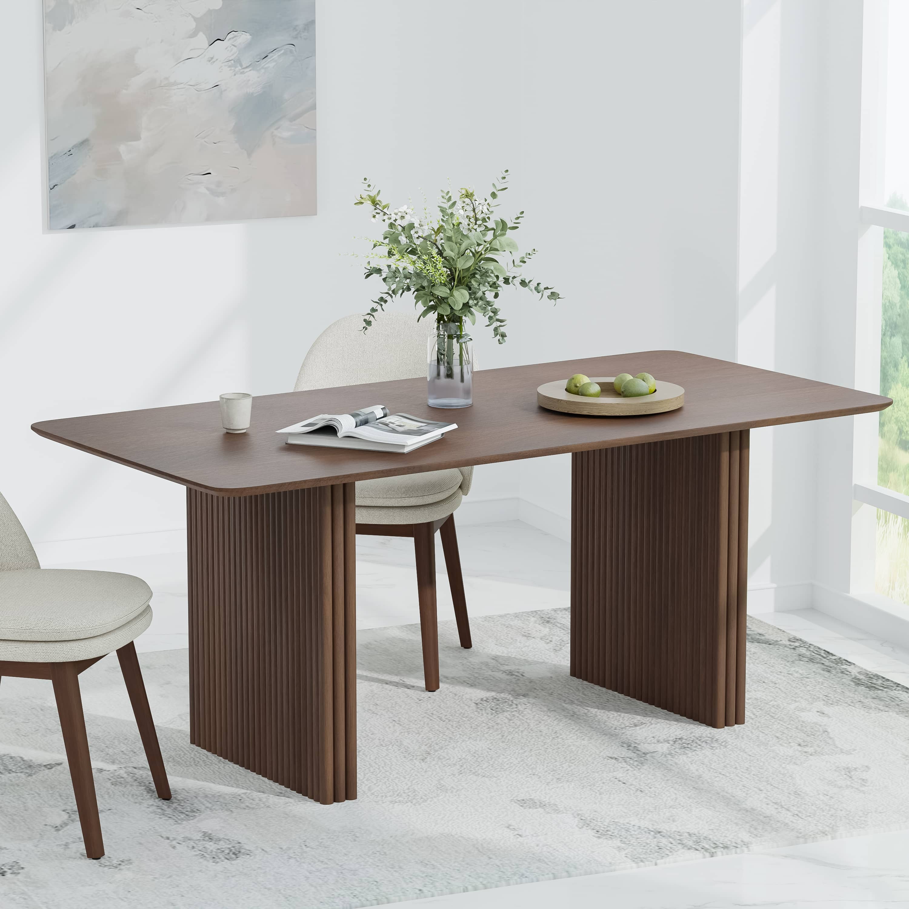 MAYEERTY 67" Rectangular Dining Table for 6, Walnut