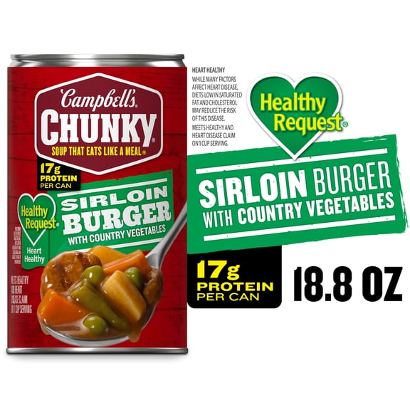 Campbell's Chunky Healthy Request Sirloin Burger with Country Vegetables Soup, 18.8 oz Can