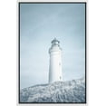 thumbnail image 3 of PixonSign Framed Canvas Print Wall Art White Lighthouse ATOP Hill Nature Wilderness Photography Realism Modern Landscape Expressive Blue Metallic for Living Room, Bedroom, Office - 16"x24" White, 3 of 5