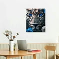 thumbnail image 3 of PRATYUS Leopard Framed Canvas Wall Art Blue Eyes and Blue Roses Wall Decor Captivating Close-up of Leopard's Face Perfect Modern Home Decor for Living Room Home Bedroom Decor 12x16 in, 3 of 5