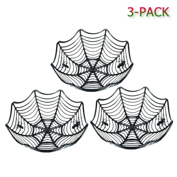 URMAGIC 3 Pack Halloween Spider Web Plastic Candy Snake Bowl Fruit Basket for Home Party Supplies Decoration