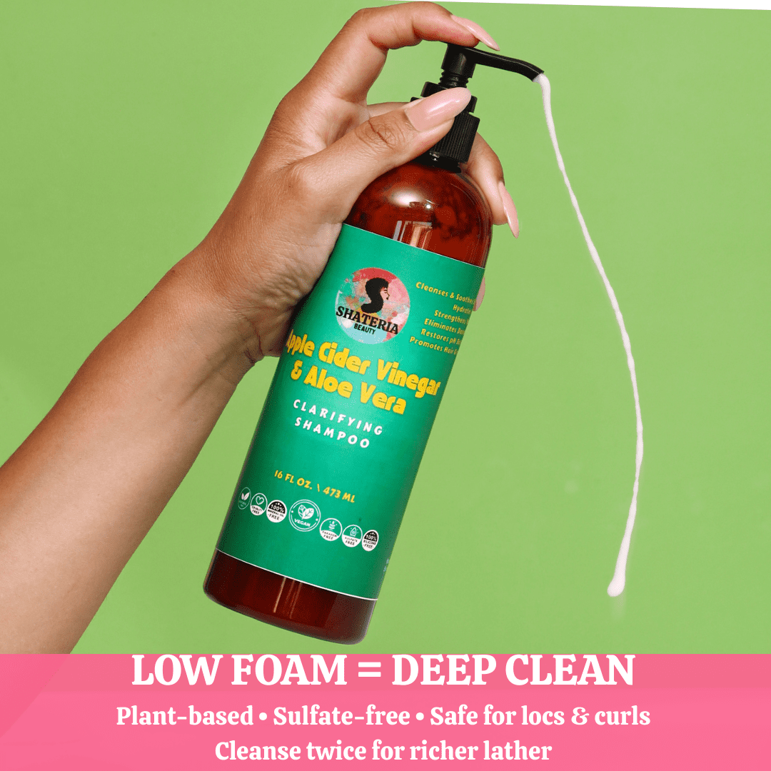 Shateria Beauty Wash Day Deluxe Box, ACV Clarifying Shampoo, Leave-In Conditioner, Curl Styling Gel, Premium Vegan Growth Hair Oil
