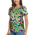 thumbnail image 2 of Vsdgher Colorful Tie Dye Stained Glass Women Shirts V Neck Short Sleeve Tops T-Shirt Basic Tees, S to 3XLLarge, 2 of 5