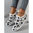 thumbnail image 6 of Women‘s Fashionable Color Block Fluffy Lined Casual Sneakers  Cow Print Fleece Warm Flat Shoes, 6 of 6
