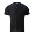 thumbnail image 1 of pstuiky camisetas de hombre, Blusa/camisa informal de cuello redondo y botones de color liso para hombre, de moda de verano camisas casuales para hombre s, 1 of 7