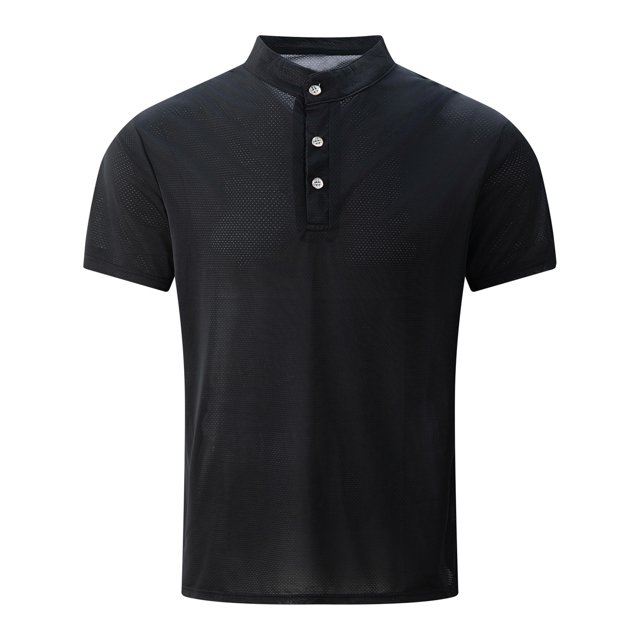 pstuiky camisetas de hombre, Blusa/camisa informal de cuello redondo y botones de color liso para hombre, de moda de verano camisas casuales para hombre s