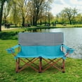 thumbnail image 2 of YYAo Outdoor Camping Chair, Outdoor Folding Seat,Oversized Camping Chair Folding Loveseat Camping Couch with Cup Holders & Thick Padding-Blue, 2 of 10