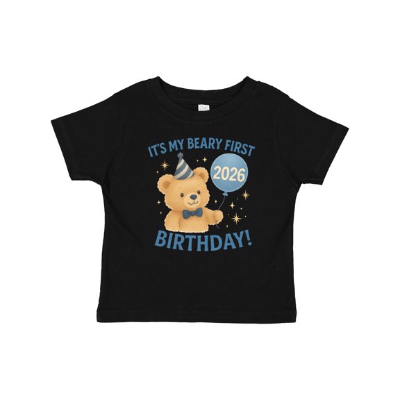 Inktastic Beary First Birthday 2026 Teddy Bear Boys or Girls Baby T-Shirt