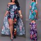 thumbnail image 3 of Vestido floral de talla grande para mujer, con abertura en el hombro, vestido de mono maxi informal Abanopi Morado/4X-grande, 3 of 7