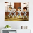 thumbnail image 1 of Karate Tapestry, Practicing Martial Arts Self Defence in Dojo Cartoon Illustration, Fabric Wall Hanging Decor for Bedroom Living Room Dorm, 2 Sizes, Redwood Multicolor, by Ambesonne, 1 of 1