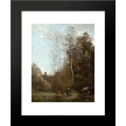 A Cow Grazing beneath a Birch Tree 20x24 Framed Art Print by Camille Corot