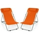 Costway Set de 2 Chaise de Plage Portable 3-Position Chaise Longue avec Appuie-Tête Orange – image 1 sur 10
