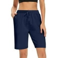 thumbnail image 2 of vigerkar Womens Bermuda Shorts Lounge Athletic Shorts Loose Running Shorts Casual Long Yoga Quick Dry Shorts with Pockets Navy, M, 2 of 6