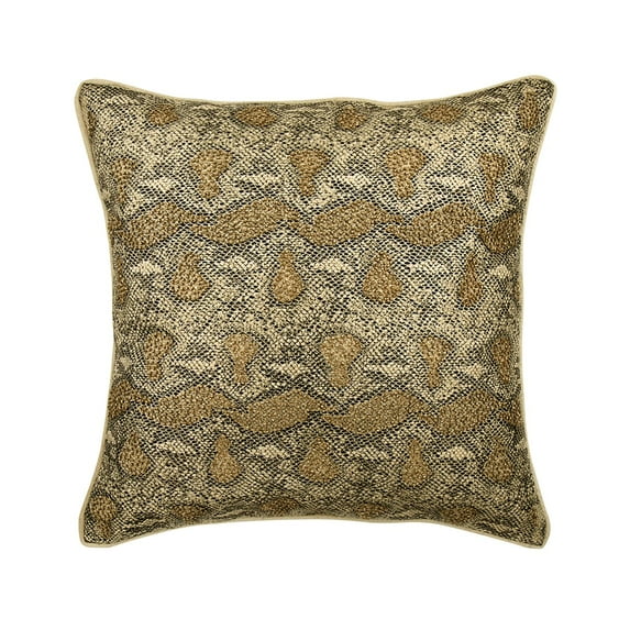 Pillow Case Zipper, Gold Euro Size Pillow Shams, 24x24 inch (60x60 cm) Faux Leather & Suede Euro Pillow Covers, Pillow Covers Beaded & Print, Animal Print Patterned - Walk The Wild