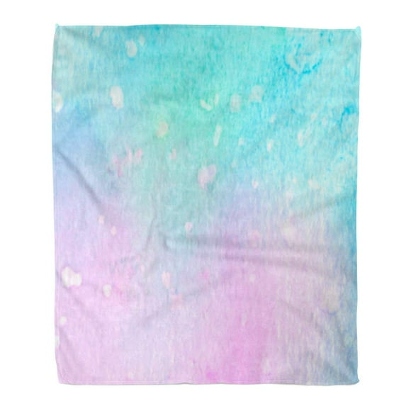NUDECOR Throw Blanket Warm Cozy Print Flannel Colorful Violet Green Blue Pink Watercolor Wet Brush Smudges Abstract Vivid Comfortable Soft for Bed Sofa and Couch 50x60 Inches
