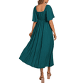 thumbnail image 2 of Summer Dress for Women Womens Spring Dresses 2026 Casual Short Sleeve V Neck Drawstring Wedding Guest Maxi Dresses Boho Beach Long Dress, 2 of 7
