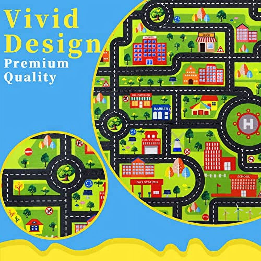 LingStar Kids Rug for Playroom Non Slip Kids Play Mat Car Rug Road and Traffic Carpet Super Soft Thick Road Traffic Play Mat for Nursery Bedroom Boys Room Classroom
