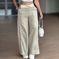 thumbnail image 3 of Women's Casual Wide Leg Pants Lightweight Drawstring Waist with Side Pockets Summer Comfy Slacks Beige S, 3 of 5