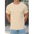 thumbnail image 2 of Iceglad Mens Waffle Crew Neck Shirts Slim Fit Short Sleeve Casual T-Shirt Khaki M, 2 of 10