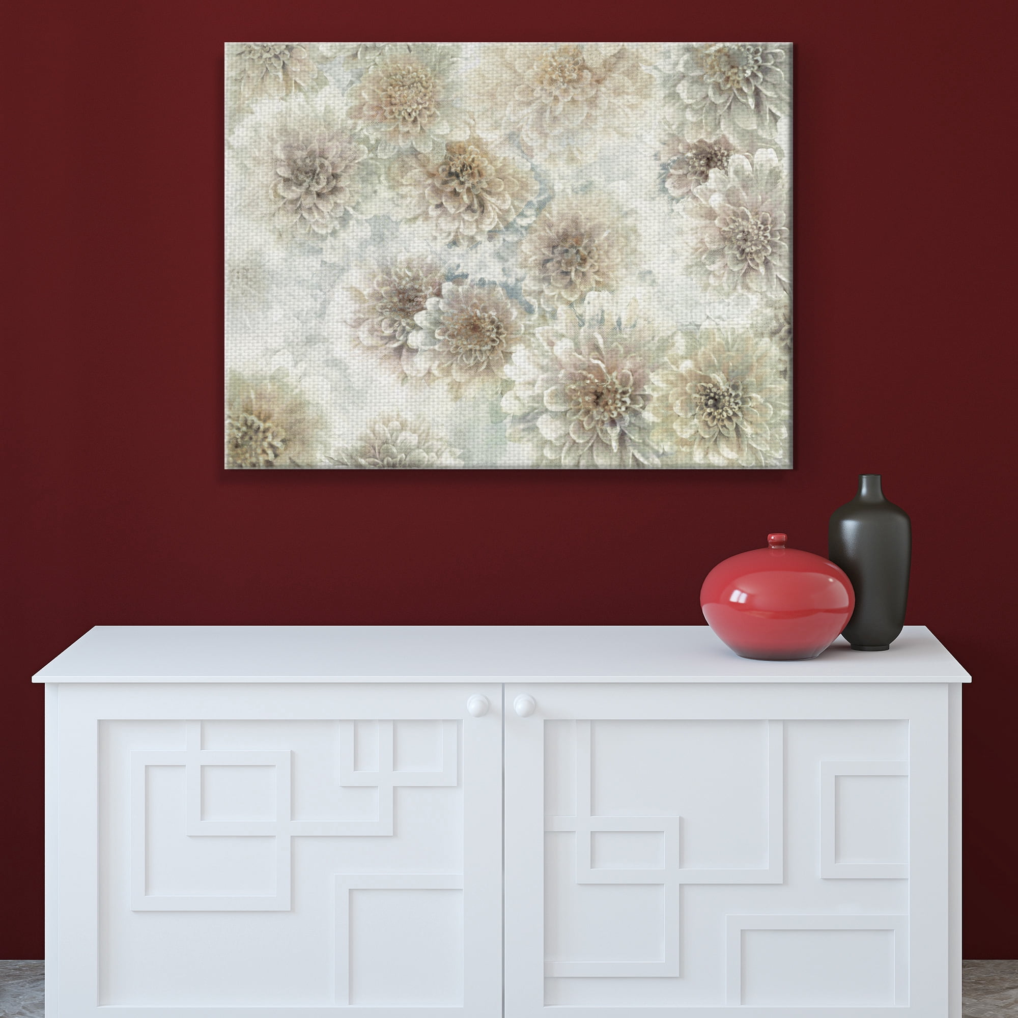 Masterpiece Art Gallery Dahlia Dream Silver By Studio Arts Canvas Art Print 30" x 40"