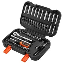 KFFKFF 70-Piece Socket Set, 1/4 Inch Drive Ratchet and Socket Kit, SAE and Metric Sizes, Includes Deep and Shallow Sockets, Bits, Accessories, and Storage Case, Made of CR-V Alloy Steel