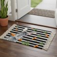 thumbnail image 2 of Area Rug with Tassels 2' x 3', Easter Bunny Carrot Cute Rabbit Kitchen Runner Rug for Hallway Bedroom Throw Rugs, Black and White Stripes Soft Door Mat for Bathroom Entrance Living Room, 2 of 9