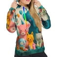 thumbnail image 5 of Yiaed Cute Animal Party Print Womens Casual Hoodies Crew Neck Long Sleeve Sweatshirts With Pocket Pullover Tops Women's Hooded Sweatshirt-Large, 5 of 5