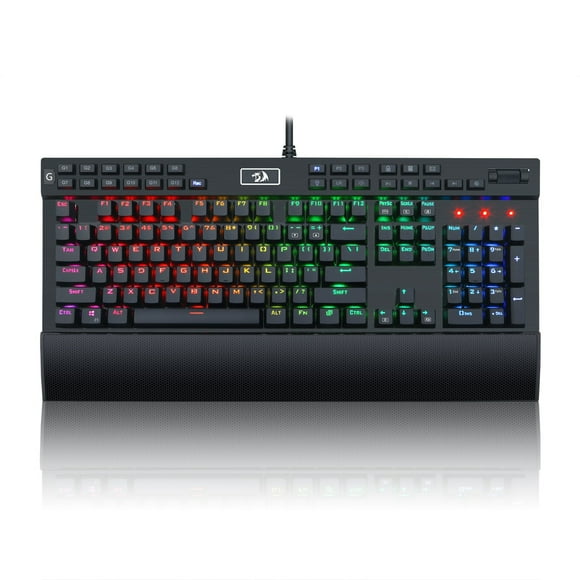 Redragon K550 RGB Gaming Keyboard, 104 Keys + 12 Macro G Keys Wired Mechanical Keyboard w/Aluminum Top Plate, Custom Clicky Purple Switch, Extra USB Port & Wrist Rest