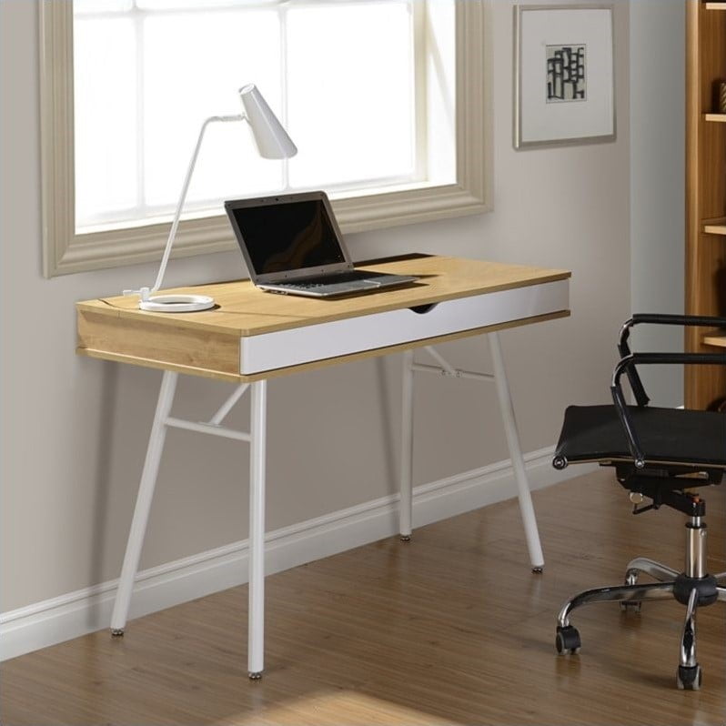 Techni Mobili Workstation With Cord Management And Storage In Pine Techni Mobili Workstation With Cord Management And Storage In Pine