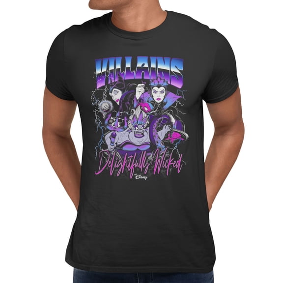 Disney Villains Delightfully Wicked Retro Men's T Shirt (Black, S-XXXL)