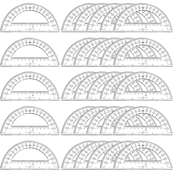 30-Pack Student Protractors, 6-Inch 180 Degree Clear Plastic Math Protractors for Geometry, Classroom Supplies & School Math Kits