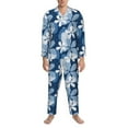 thumbnail image 3 of Sikiie Flower Mens Pajama Set, Soft Warm Long Sleeve Sleepwear, Cozy Button-Down Pjs for Men-Small, 3 of 7