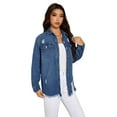 thumbnail image 3 of Women's Distressed Denim Shirt, Button-Up Shirt-XL, 3 of 6