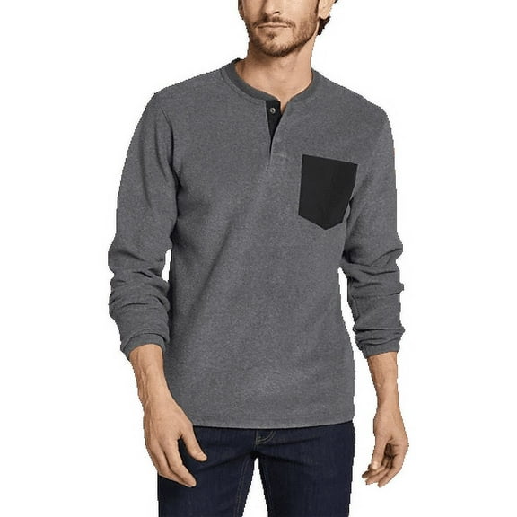 Eddie Bauer Men's Mountain Henley, (Charcoal Htr, Large Tall)