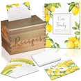 thumbnail image 2 of Recipe Box With Cards And Dividers - 4x6 Lemon Themed Recipe Cards, Covers, Dividers & Blank Book To Write In - Large Wooden Recipe Card Holder Set For Mom, Bridal Shower, Wedding and Christmas, 2 of 4