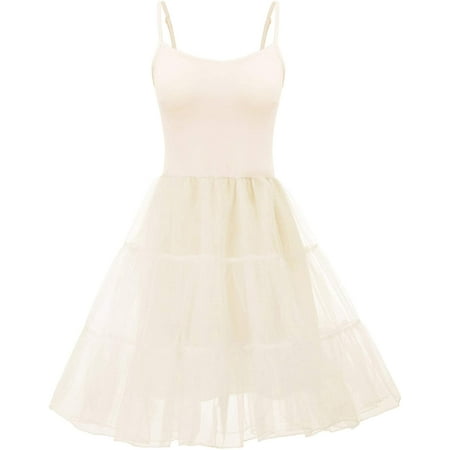 Women’s Underdress Spaghetti Strap Full Slip 1950s Vintage Petticoat Crinoline Tutu Underskirts