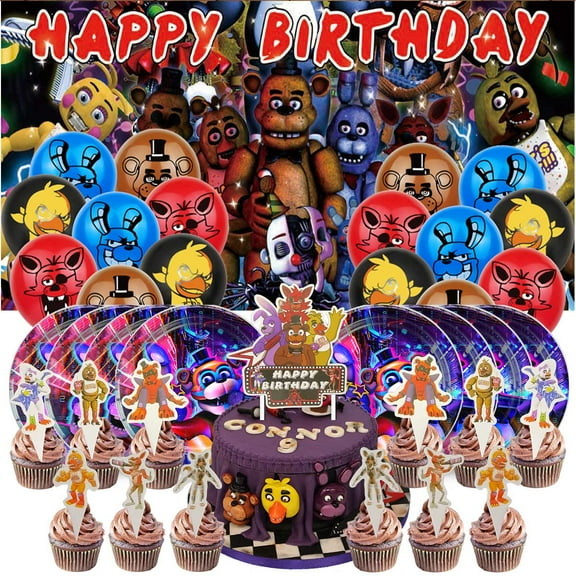 Five Nights at Freddy's Birthday Party Supplies Balloons Paper Plates Decoration Cake Topper Decor Tableware Banner Backdrop