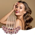 thumbnail image 7 of Unique Bargains Women Rhinestone Inlaid Flower Hair Comb Hairpin Hair Accessory Rhinestone Head Pieces Purple, 7 of 7