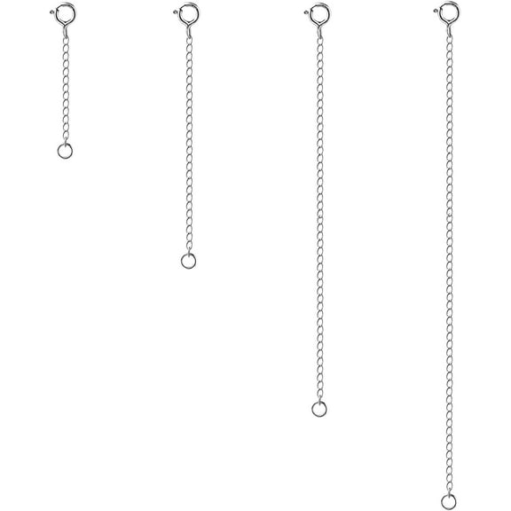Necklace Extender, 4Pcs 925 Sterling Silver Necklace Extenders Chain Bracelet Anklet Extension for Women Multiple Necklaces Jewelry (1”, 2”, 3”, 4”)
