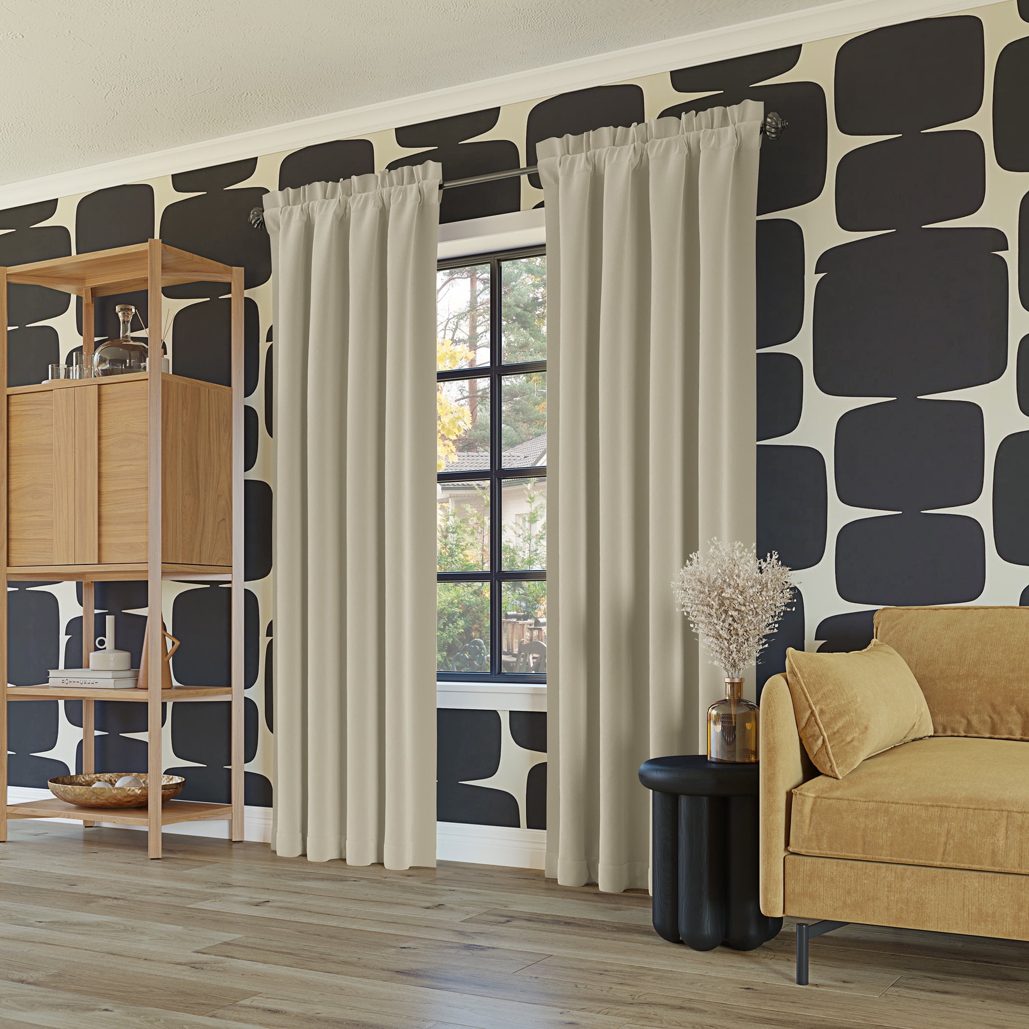 Sun Zero Malmo 1-Piece Theater Grade Extreme 100% Blackout Rod Pocket Curtain Panel, 52"X95", Cream